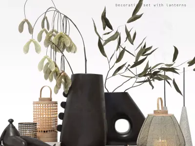 Decorative set with lanterns 3D model