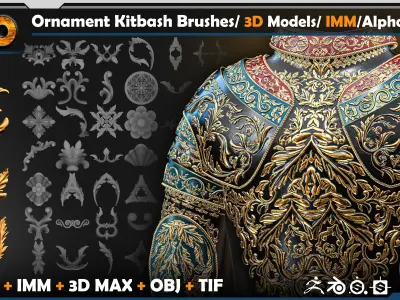 120  Ornament Kitbash - Alpha -3D Models - IMM  vol 02 Low-poly 3D model