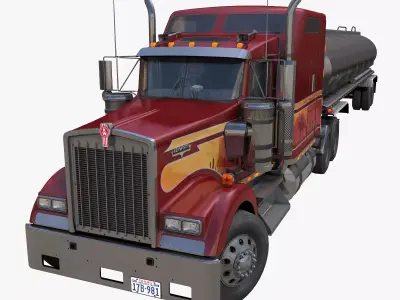 Kenworth W900 tanker trailer Low-poly 3D model