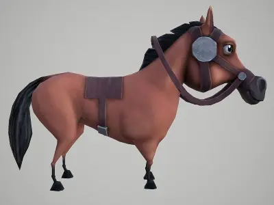 Horse Cartoon Low-poly 3D model