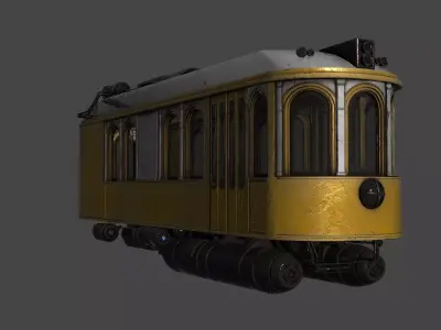 Diesel Punk Tram Low-poly 3D model