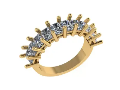 Emerald half eternity diamond ring 3D print model