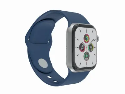 Apple Watch SE Silver Aluminium Case Abyss blue Sport Band Low-poly 3D model