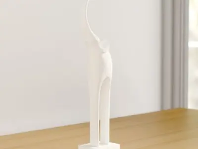 White Meredith Tall Elephant Figurine 3D model