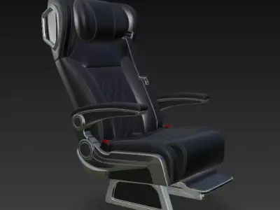 Luxury Car Seat Black Leather Reclining Chair 3D model