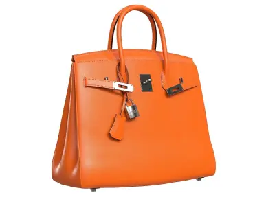 Hermes Birkin Bag Orange Leather Low-poly 3D model