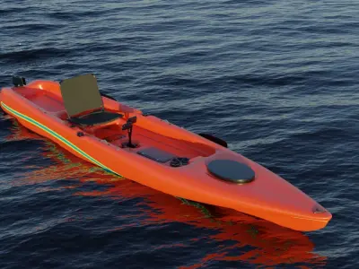 Kayak 3D model orange Low-poly 3D model