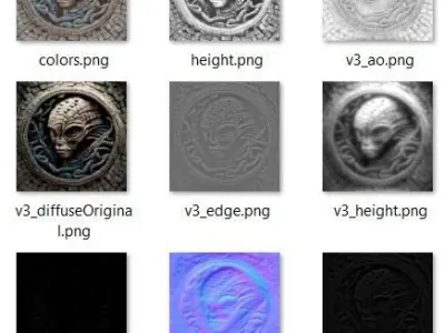 3D alien snake mosaic with materials and textures Low-poly 3D model