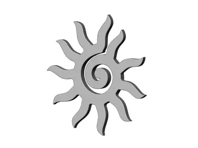 Sunburst scroll swirl rays onlay relief molding 3D print model