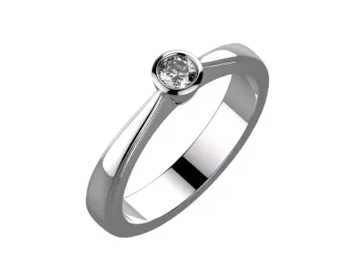 ZP014 engagement ring with diamond 3D print model
