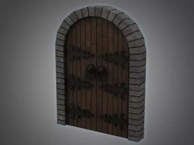 Medieval Door Double Venetian Style 3D Model Low-poly 3D model