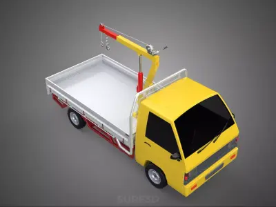 ARM FOLDING HYDRAULIC JIB CRANE MANUAL HAND WINCH TRUCK PICKUP 3D model