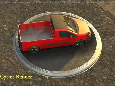 City Car 39 Utility Vehicles Van Pickup 1500 Type-D Red Low-poly 3D model