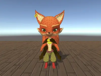 Mia Fox Animated Low-poly 3D model