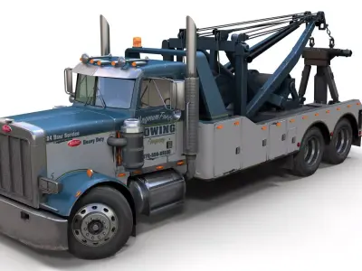 Peterbilt vintage wrecker Low-poly 3D model