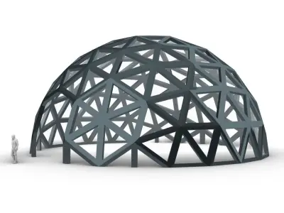 Geodesic Dome V2 Large with Frame and Panels and Entryway 3D model