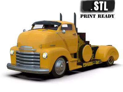 STL for 3Dprinting custom vintage older COE ratrod lowered truck 3D print model
