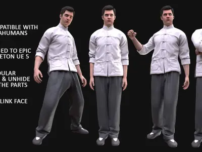 Man - Martial Uniform 6 - Modular - Rigged Low-poly 3D model