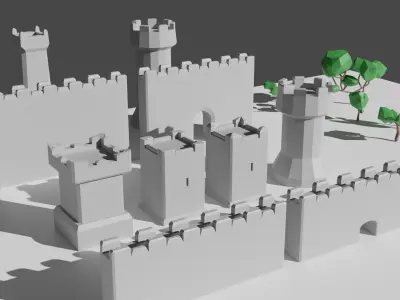 Low Poly Modular Castle Asset for Free Free low-poly 3D model