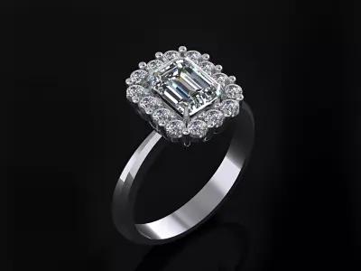 Emerald Ring 3D print model 5