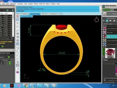 Luxury Men Ring with Ruby and Emerald Center Stones 382 3D print model