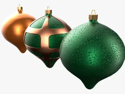 Christmas Tree Ornament Set8 - Green Orange 3D model