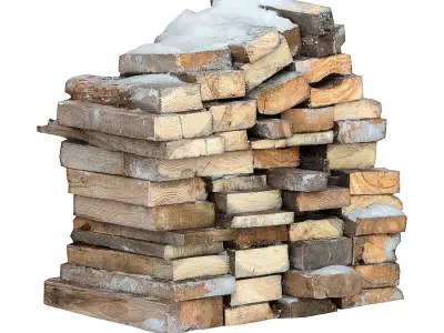 Ultra realistic Firewood Scan Low-poly 3D model