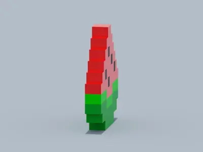 Voxel Watermelon Low-poly 3D model