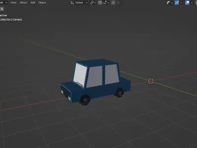 Cartoon Blue Low Poly Car Low-poly 3D model