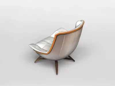 Modern White Lounge Armchair with Turquoise Pillow 3D model