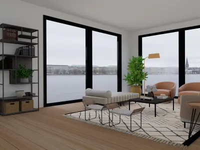 Living Room 2 Blender Scene 3D model