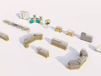 Luxury Jewelry Store Display Counters Cabinests Low-poly 3D model