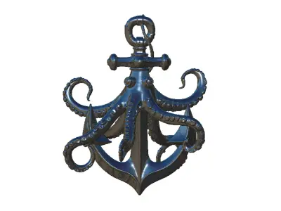 octopus and anchor pendant 3D print model