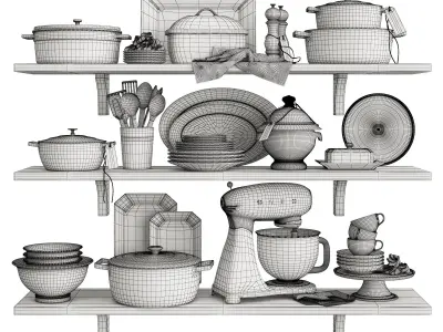 White Kitchen Set 3D model