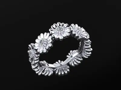 Flower Ring 3D print model 9