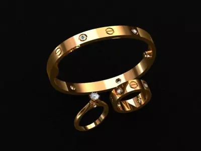  rings and bracelet 3D print model