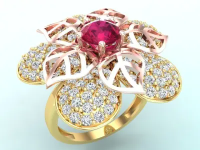  Mesh flower ring - Italian rings - Womens Rings - N6585 3D print model