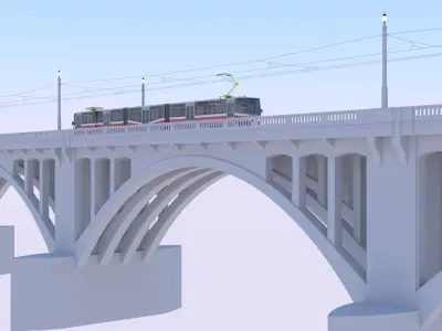 Bridge with KT8D5 tram 3D model