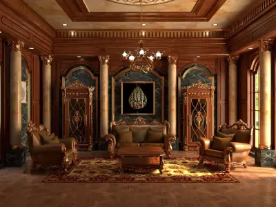 LIVING ROOM RENDER VRAY SKETCHUP 3D model