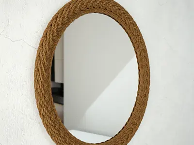 Braided Jute Accent Mirror 3D model