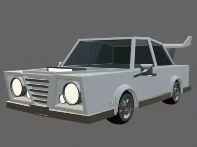 Low-poly White Old Car Free low-poly 3D model