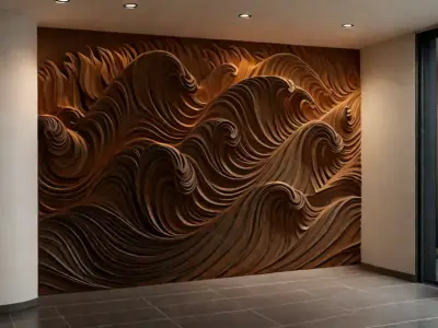 modern panel wall decor set relief stl mural CNC 168  3D model
