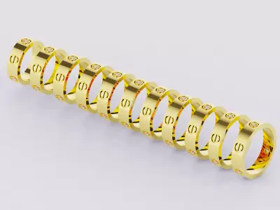 Wedding rings Love Collection All Sizes 3 Stones Version 2 3D print model