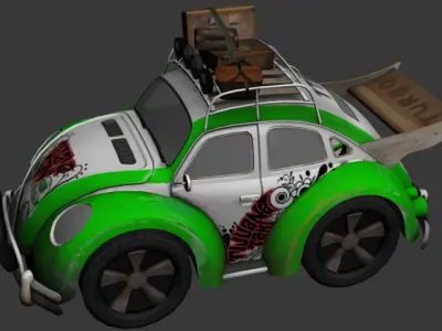 cartoon car vehicle 3d game ready model Low-poly 3D model-004 Low-poly 3D model
