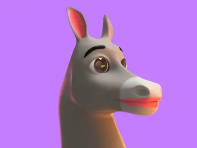 Stylized Female Donkey NoRig Low-poly 3D model