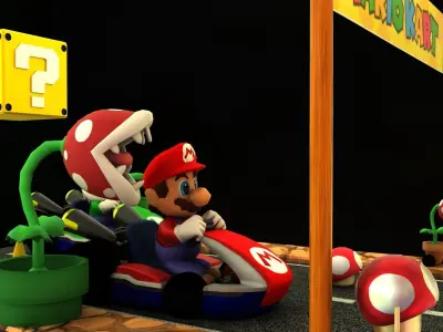 Mario Kart Scene Low-poly 3D model