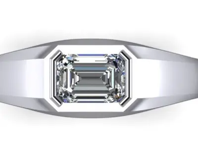 1 CARAT Emerald Mens Ring Birthstone USA Size 10 Classic 3D print model