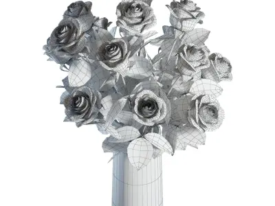 Flower Set 05 - Yellow Roses Bouquet 3D model