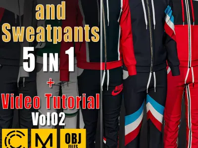 5 Hoodies and Sweatpants  Video Tutorial  CLO OBJ Vol02 3D model