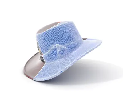 Stylish Fedora Hat Model Pack with Decorative Elements Low-poly 3D model